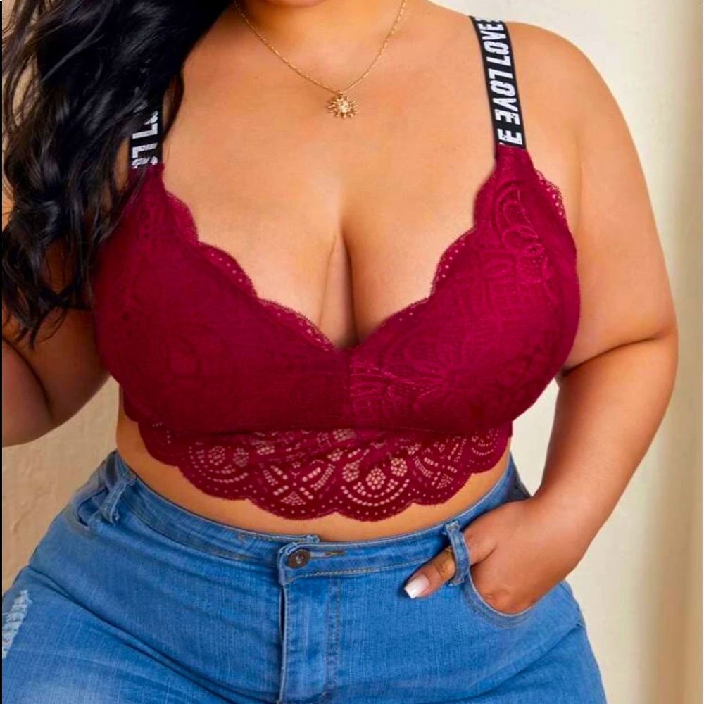 Floral Lace Letter Tape Bralette